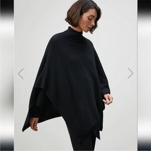 Lafayette 148 New York Casmere Draped Poncho Sweater Wrap in Black